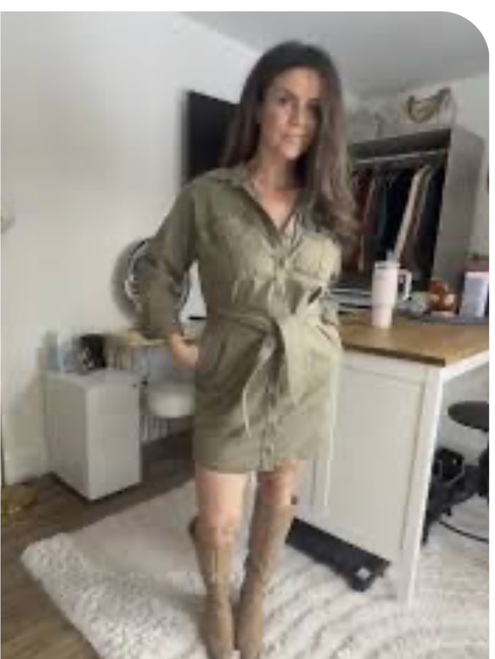 MICHAEL Michael Kors Olive Green Garment with White Label